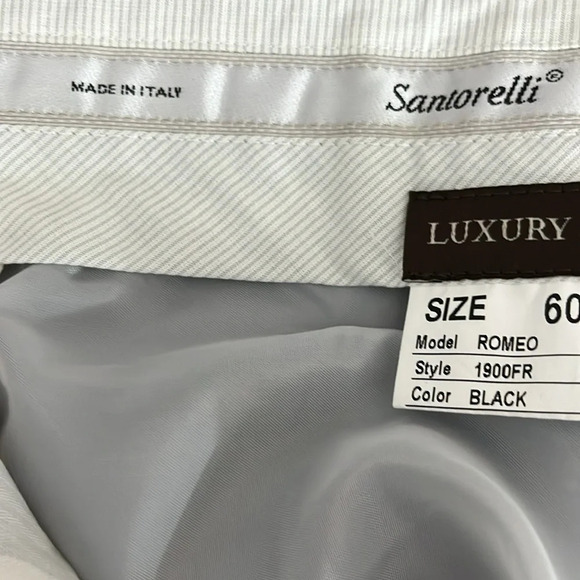 Santorelli Romeo Virgin Wool Unhemmed Dress Pant in Black - NWOT - Size 60 - Picture 4 of 6